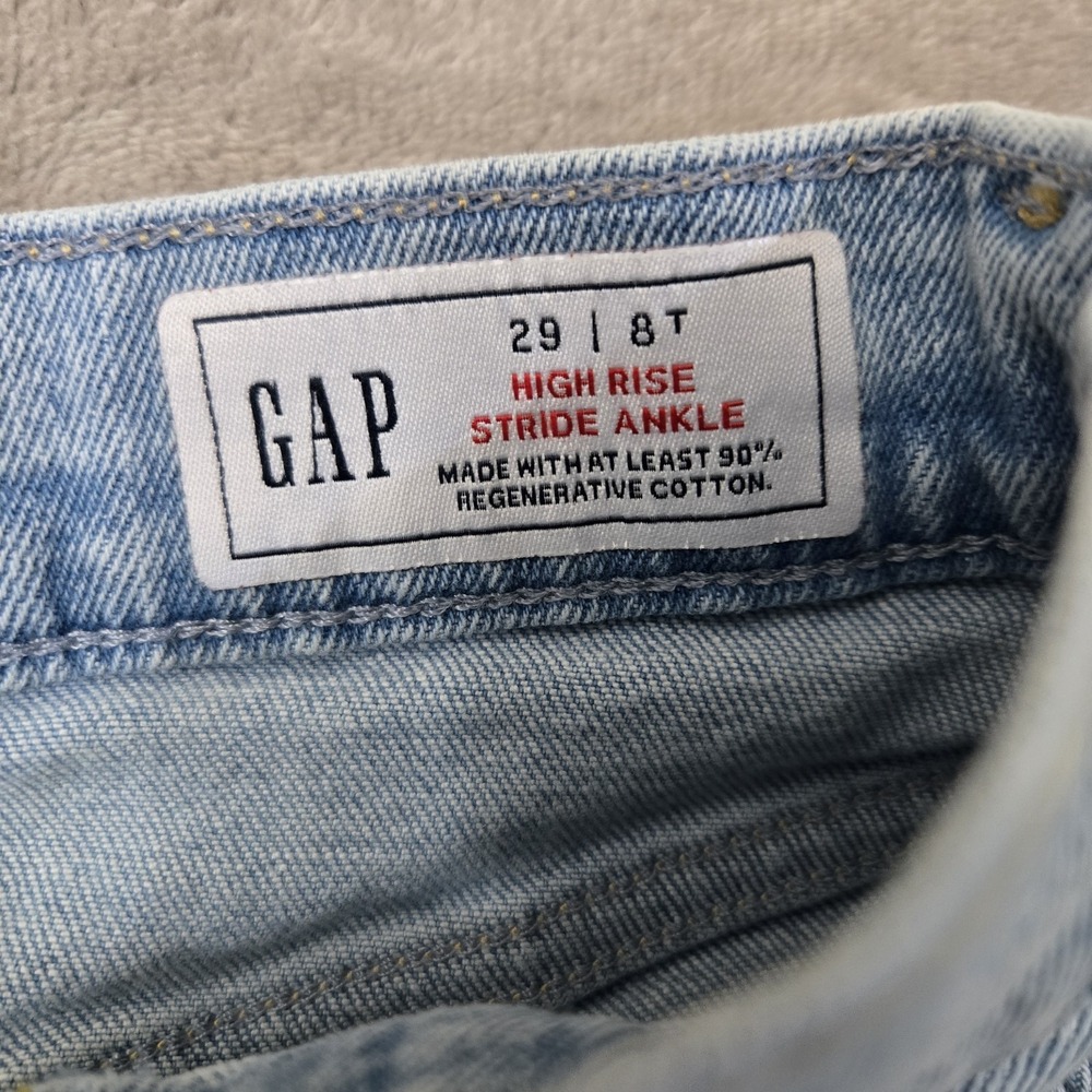 Gap Stride Ankle Jeans Womens 29 Blue High Waisted Baggy Wide Leg Denim 70s Y2K - Picture 3 of 13